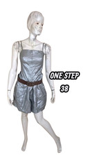 One Step Taille 38  robe bretelles doublée gris argenté Lin