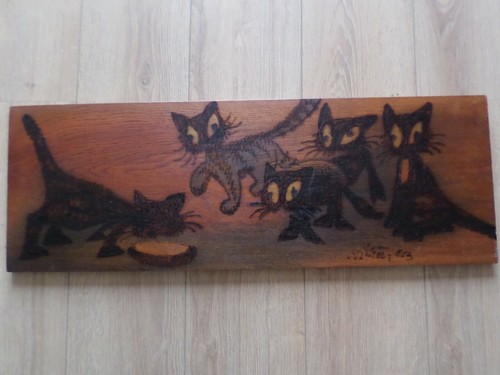 Pyrogravure vintage sur bois - pyrogravure,