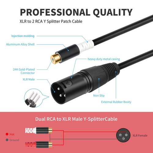 Câble audio xlr vers pour - audio, 2