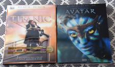 LOT 2 COFFRETS HOLOGRAMME BLU-RAY 3D + 2D TITANIC & AVATAR DE JAMES CAMERON TBE