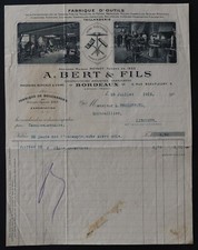 Facture 1919 BORDEAUX Taillanderie BERT MEYNOT boucharde entête illustrée 132