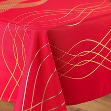 Nappe ronde Elona rouge et or Anti tache et Infroissable 180 cm - MCTISSUS - 370
