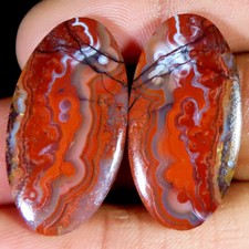33.30 CT 15x30x3 MM Naturel Crazy Dentelle Agate Paire Ovale Cabochon Gemme