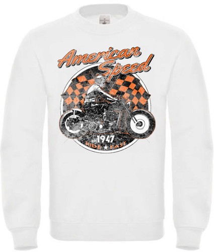 Sweat blanc avec motard - sweat,