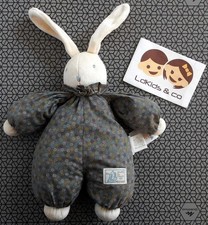 DOUDOU PELUCHE MOULIN ROTY LAPIN LES JOUETS DU MOULIN GRIS BLEU 25 cm D1931