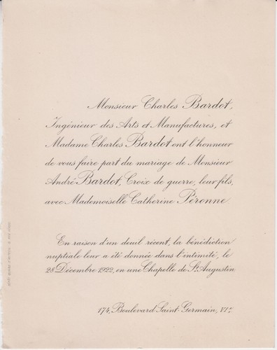 1922 faire part mariage - faire-part,