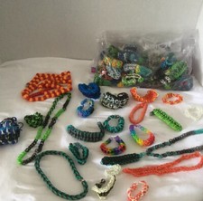 Bagful Of Fun!  Girls Rubber Band Bracelets, Necklaces, Rings And Hair Ties