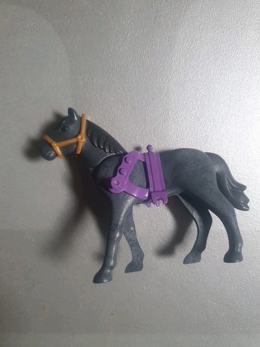 Cheval noir selle violette - noir,