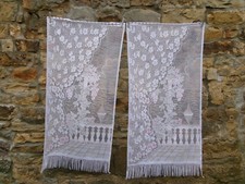 French a pair of curtains white pastel  color lovely scene 23'' x 47'' of each