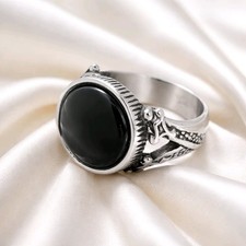Onyx Noir Chevalière, Rond