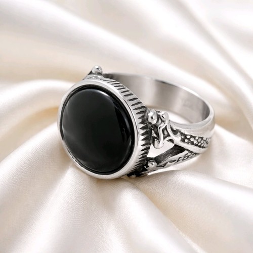 Onyx noir chevalière - onyx, chevalière,