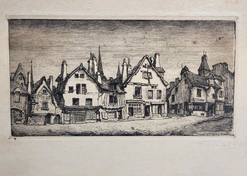Emile leroi etching falaise - leroi,