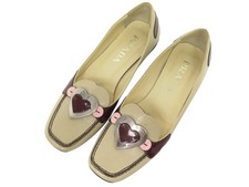 CHAUSSURES PRADA MOCASSINS HEART HEART CUIR BEIGE 36 IT 37 FR LOAFERS SHOES 990€