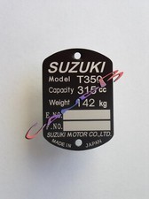 PLAQUE   SUZUKI   T 350 ( Rupture de stock , disponible sous 15 jours )
