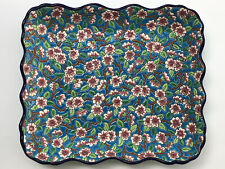 Sublime authentique ancien PLAT COUPE A FRUITS en EMAUX DE LONGWY Art Déco TTBE