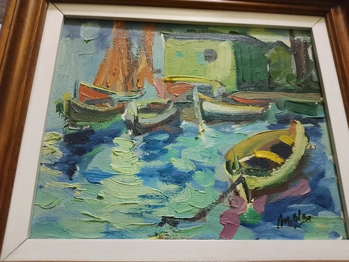 Tableau huile paysage - huile, marin
