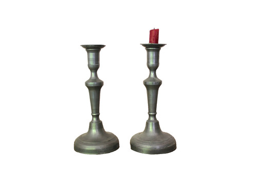Paire bougeoirs anciens - paire,