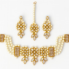 Ethnique Plaqué Or Indien Bollywood Ras Du Cou Collier Boucles Parure Bijoux