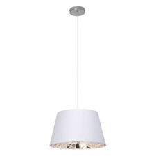 Suspension Luminaire Brillant Argenté Blanc Or Textile Rond Ø40Cm Max. 60W E27