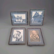 Lot 4 Dessins à L'encre ,Bretons Ou Normands Signés Maugin Début XXe