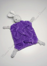 Doudou Plat Lapin Gris Violet/Mauve Néon Plume Noeud Attache Tétine - Kaloo 2015