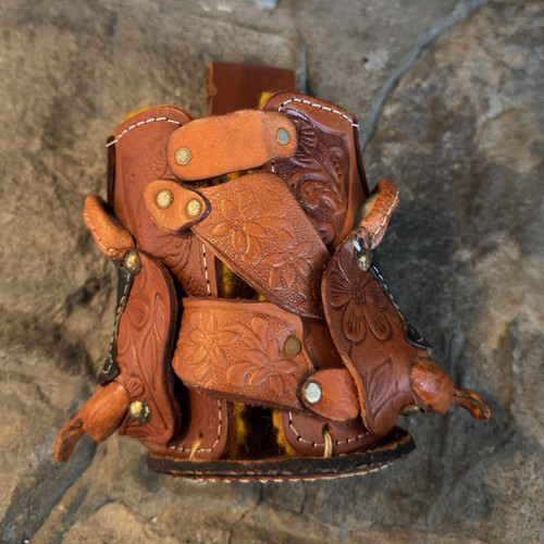 Brown tooled leather - brown,