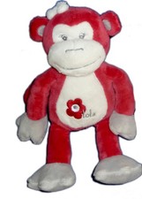 Doudou singe rouge bordeaux