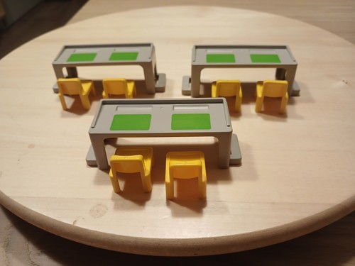 Bureaux 6 chaises jaunes - +,