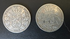 2 PIECES 5 FRANCS BELGES  en