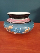 Ancien Cache-pot à décor de fleurs signé LONGWY