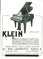 Publicité ancienne piano Klein 1946 ou 1947 issue de magazine