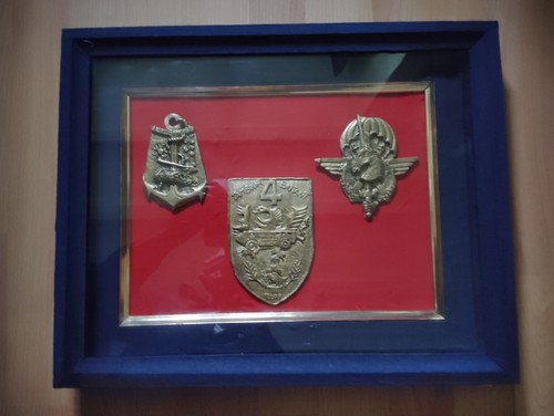 Insignes dans vitrine - ",