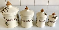 Série de 4 pots à épices Faïence Du Périgord. Décor Floral