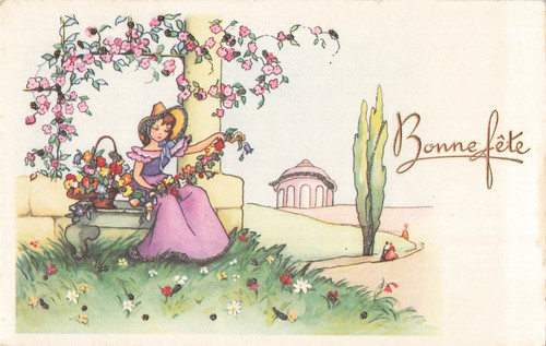 Illustree paillettes bonne - cp,