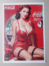 Death NYC ( Original Art  Print ) : " Cola Red Pin Up " Tirage 100 Ex  signée