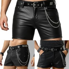 Short homme noir simili cuir