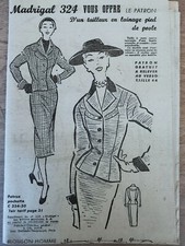 ANCIEN PATRON MADRIGAL N° 324  JUPE ET VESTE CHIC  ANNEE 1950 TAILLE 44