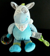 *. DOUDOU PELUCHE MOTS D'ENFANTS CHEVAL ANE BLEU VERT FOULARD POIS MIROIR NEUF*
