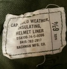 1974 US Army OD Green Vietnam Era Cold Weather Cap Insul Hat Helmet Liner 6 3/4 