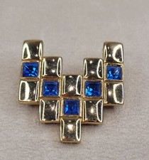 Helena Rubinstein vintage broche strass bleu moderniste cristal 