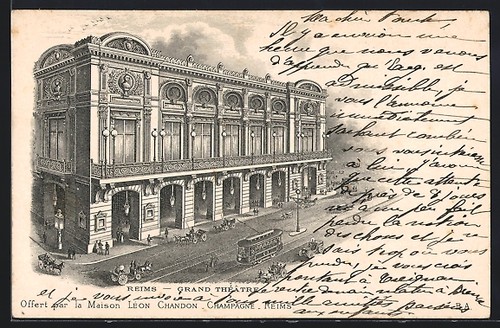 Cpa reims grand théatre 1905 - reims,,