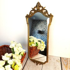 Miroir vintage allongé en style baroque & rocaille en bronze et laiton France