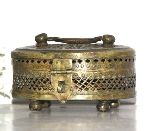 Laiton antique bijoux boîte - laiton,
