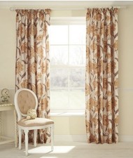 RIDEAUX 66" x 90" doublés plis crayon prêt à l'emploi fleurs marron doré beige luxe