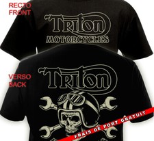 T-shirt TRITON MOTORCYCLES - Cafe Racer Casque Moto Retro Vintage Triumph Motard