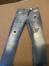 ZARA HOMME JEAN SKINNY DÉCHIRÉ DÉLAVÉ ÉCLABOUSSURES FR 40 ZIP