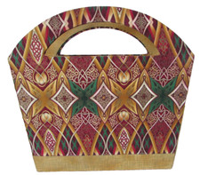 Ancien porte-revues vintage bois contreplaqué et tissu Fabrication artisanale