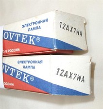 2x SOVTEK TUBE 12AX7WA /7025 TRIPLE MICA ECC83 12AX7 SATIN NICKEL PLATE NOS NIB