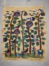 Tapisserie murale tissée à la main de 2,6 pieds - art populaire égyptien - ta...