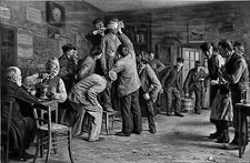 SCÈNE de CABARET en FLANDRE - Gravure du 19eme siècle (d'après Rémy Cogghe)